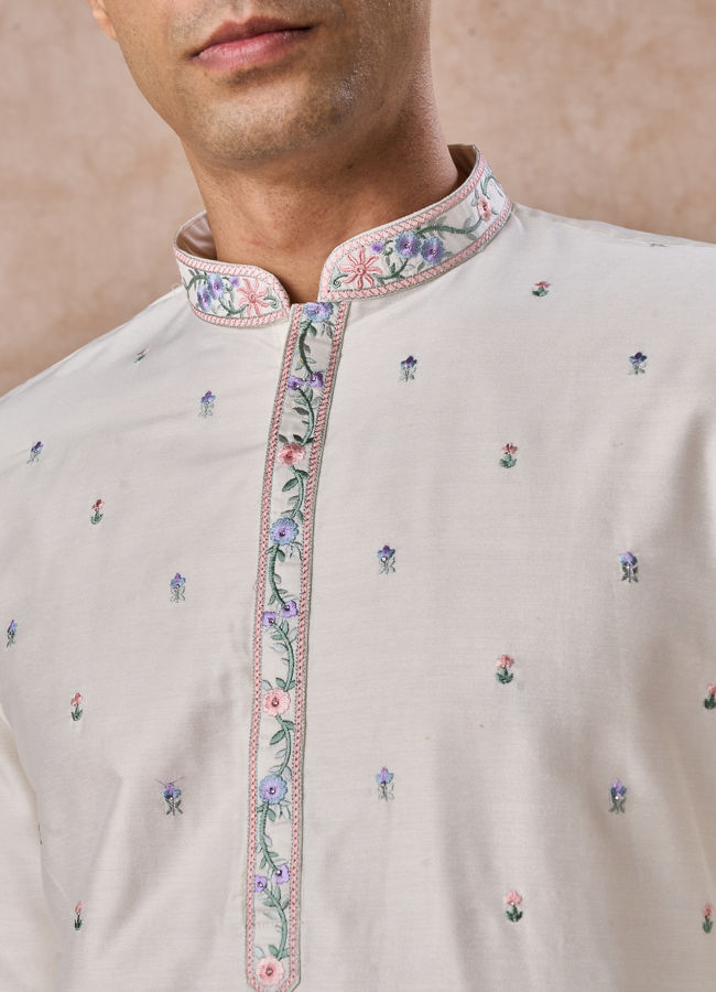 Manyavar Men Warm White Kurta Pajama