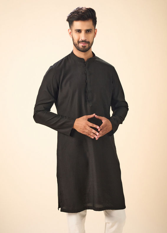 Manyavar Men Black Elegance Kurta Pajama