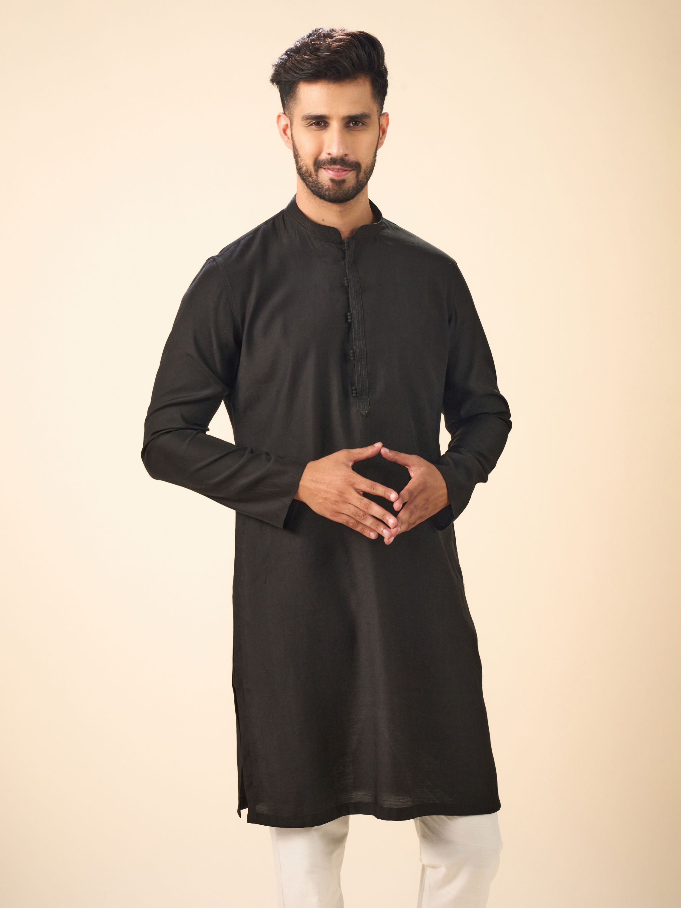 Manyavar Men Black Elegance Kurta Pajama