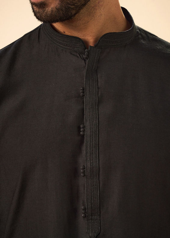 Manyavar Men Black Elegance Kurta Pajama