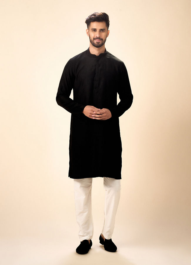 Manyavar Men Black Elegance Kurta Pajama