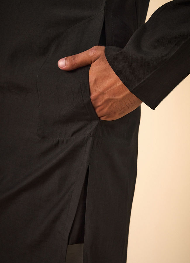 Manyavar Men Black Elegance Kurta Pajama