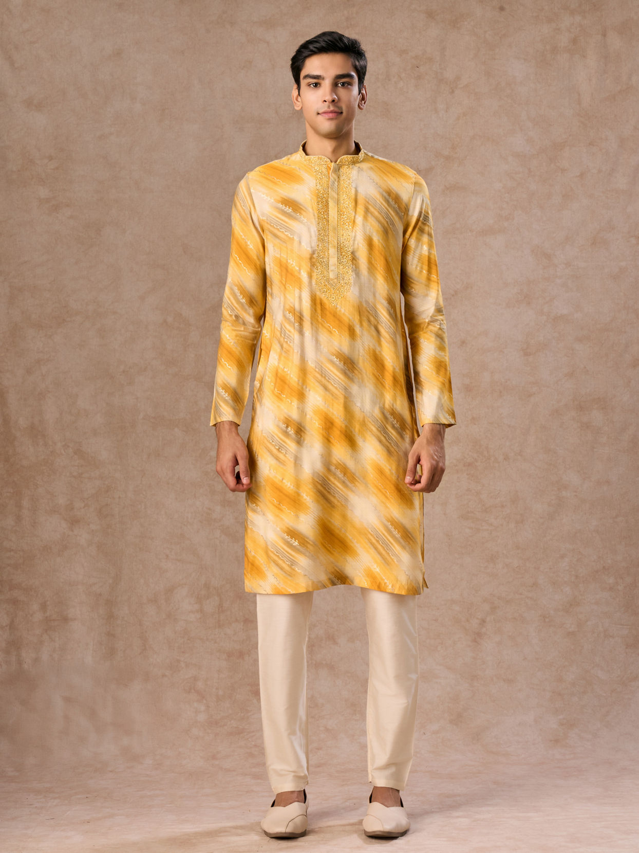 Manyavar Men Mustard Yellow Kurta Pajama