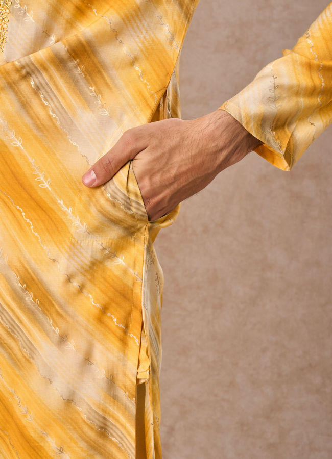 Manyavar Men Mustard Yellow Kurta Pajama