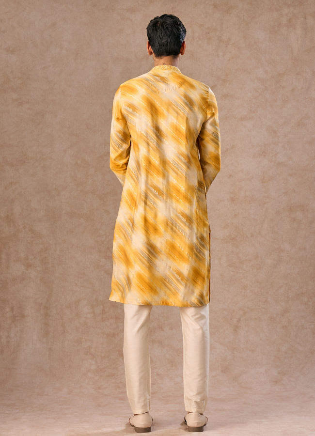 Manyavar Men Mustard Yellow Kurta Pajama