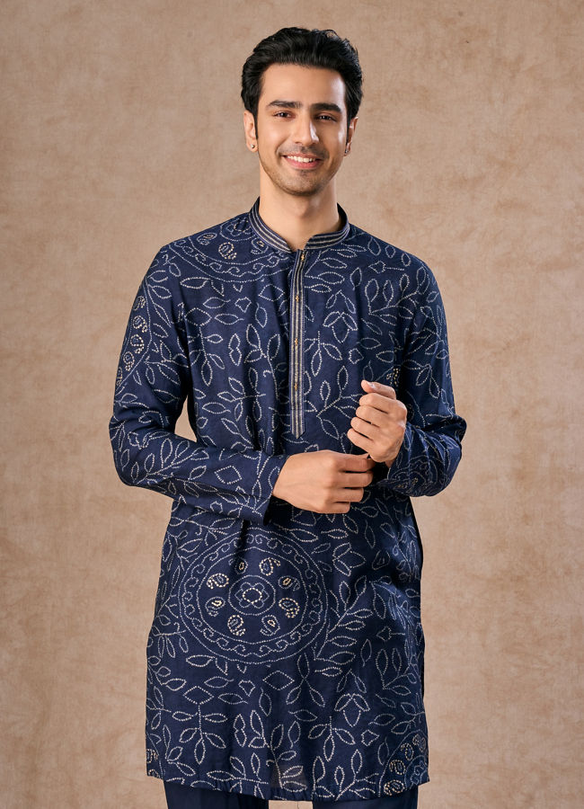 Manyavar Men Dark Blue Regalia Kurta Patiala