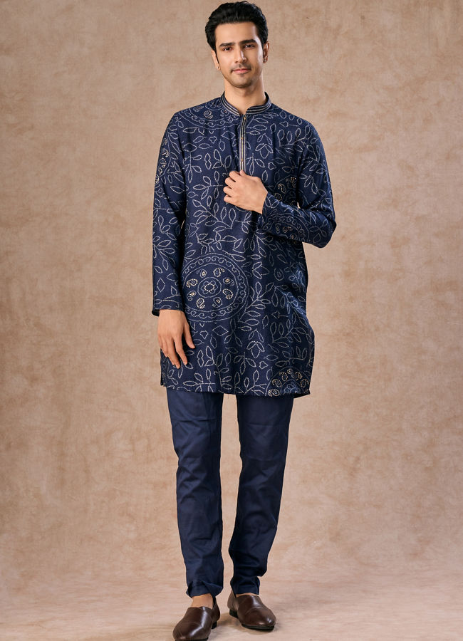 Manyavar Men Dark Blue Regalia Kurta Pajama