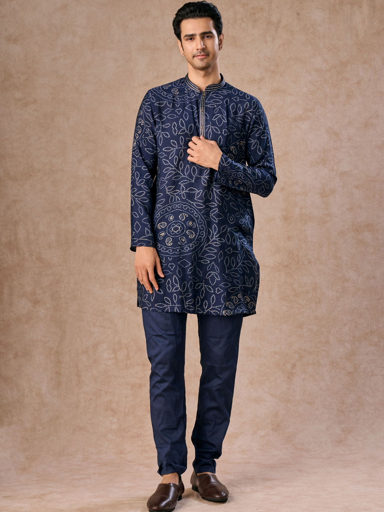 Manyavar Men Dark Blue Regalia Kurta Pajama