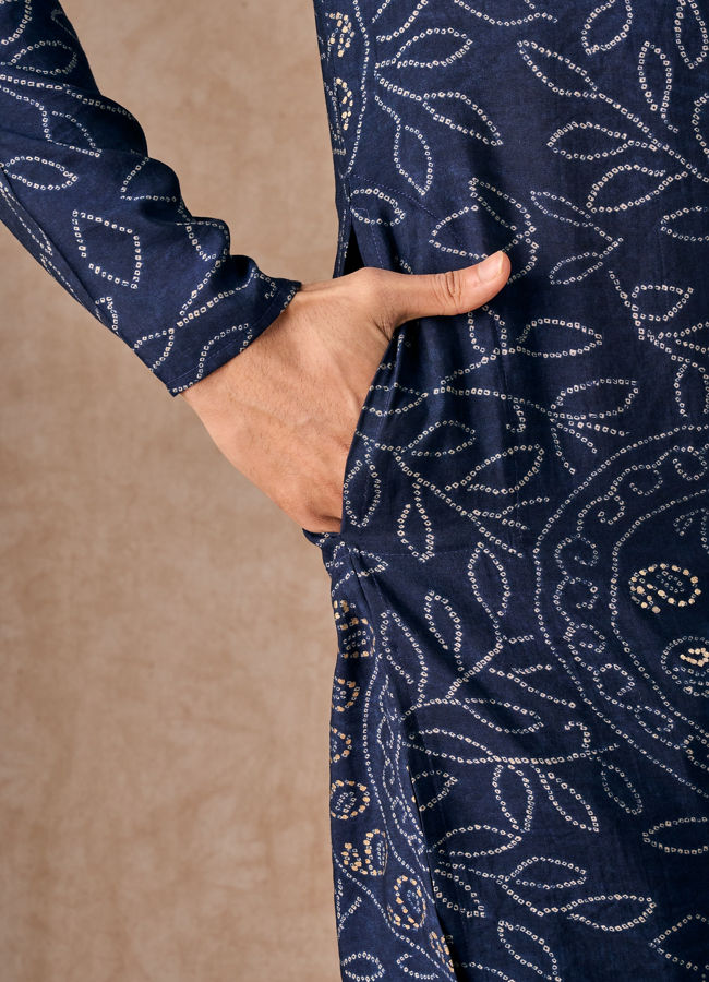 Manyavar Men Dark Blue Regalia Kurta Pajama