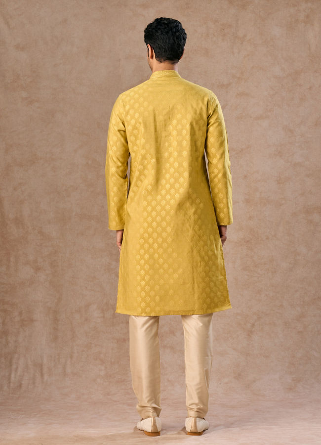 Manyavar Men Mehndi Green Elegance Kurta Pajama