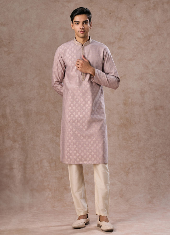 Manyavar Men Elegant Lilac Kurta Pajama Set
