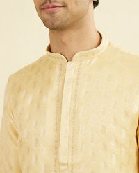 Manyavar Men Beige Brocade Elegance Kurta Pajama