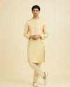 Manyavar Men Beige Brocade Elegance Kurta Pajama