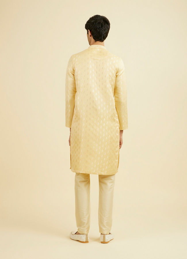 Manyavar Men Beige Brocade Elegance Kurta Pajama