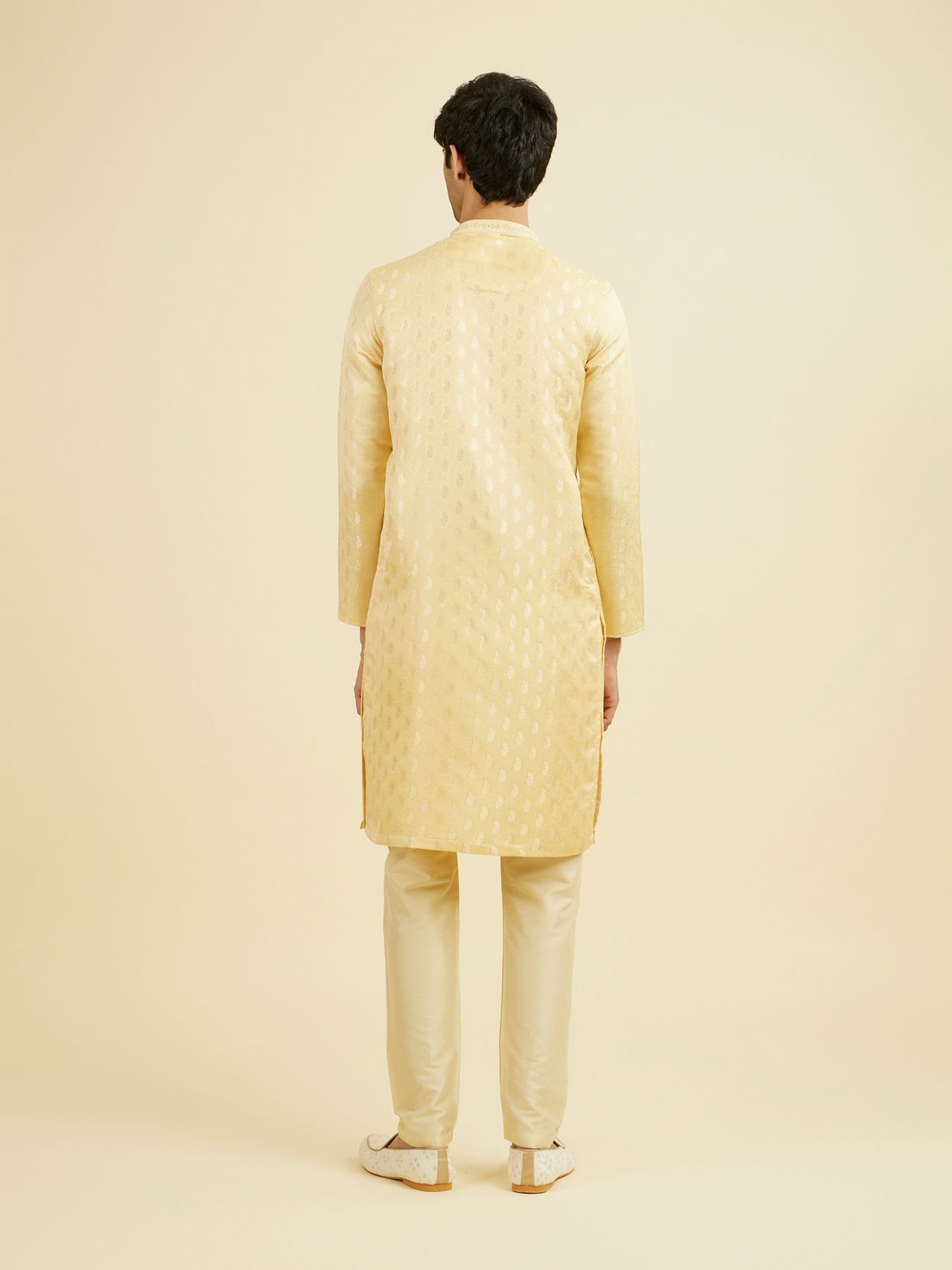 Manyavar Men Beige Brocade Elegance Kurta Pajama