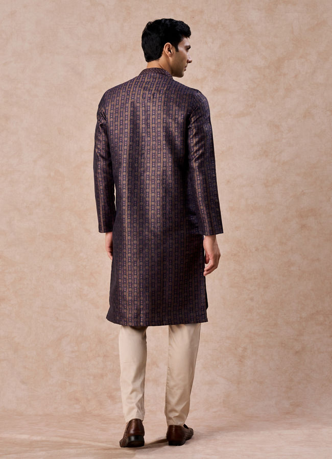 Manyavar Men Elegant Dark Blue Kurta Pajama