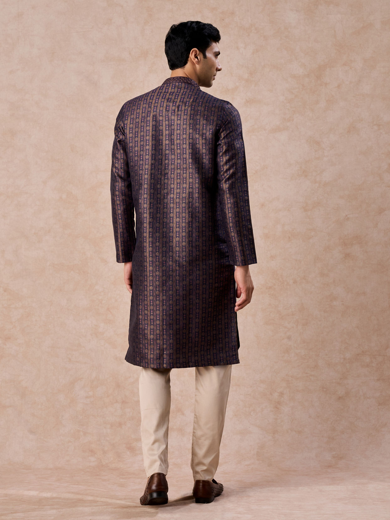 Manyavar Men Elegant Dark Blue Kurta Pajama