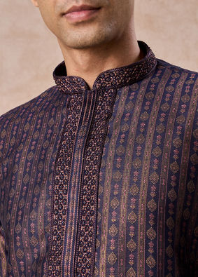Manyavar Men Elegant Dark Blue Kurta Pajama