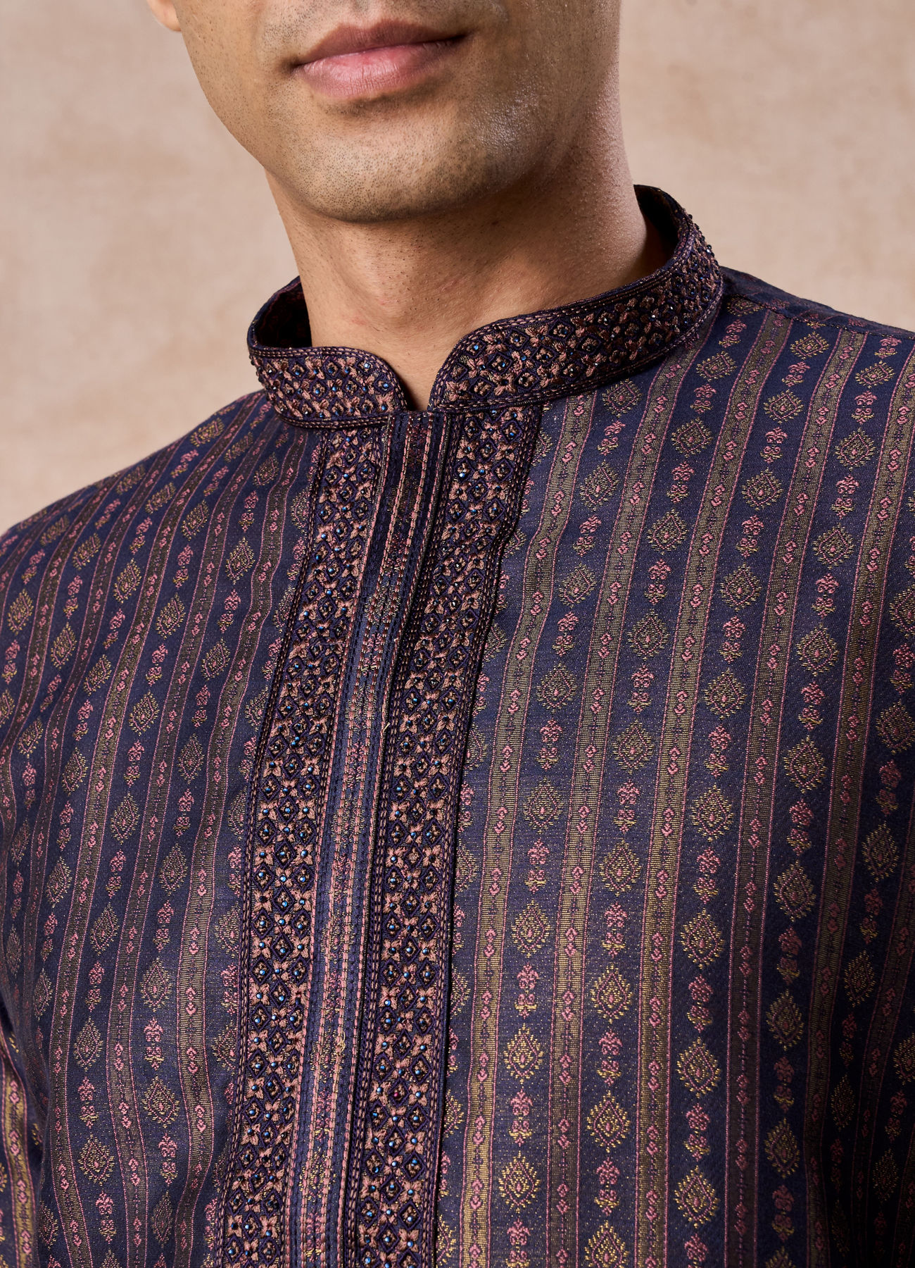 Manyavar Men Elegant Dark Blue Kurta Pajama