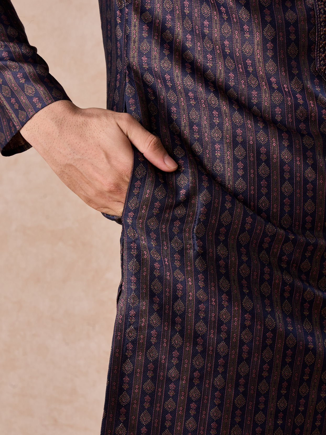 Manyavar Men Elegant Dark Blue Kurta Pajama