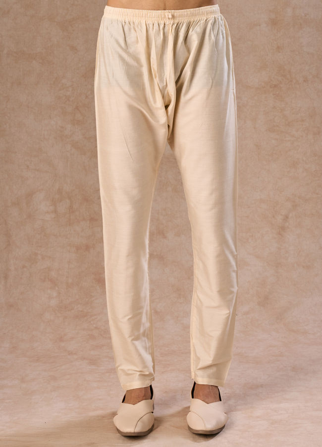 Manyavar Men Cream Elegance Kurta Pajama