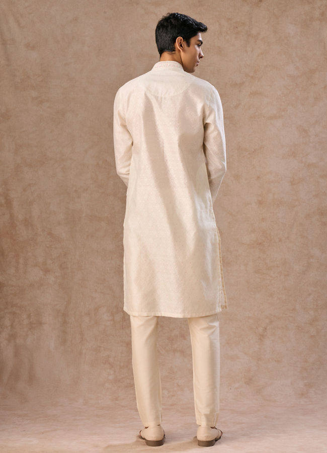 Manyavar Men Cream Elegance Kurta Pajama
