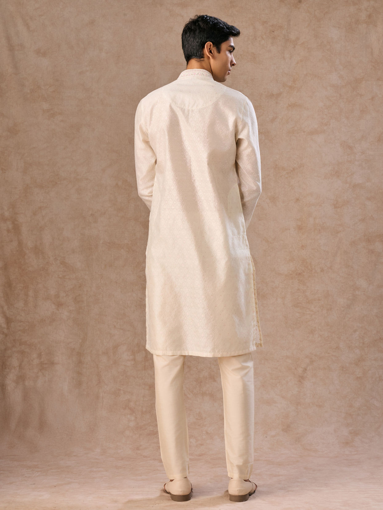 Manyavar Men Cream Elegance Kurta Pajama