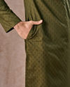 Manyavar Men Olive Green Cotton Kurta Pajama