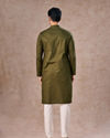Manyavar Men Olive Green Cotton Kurta Pajama