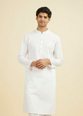 Manyavar Men Elegant Ivory Kurta Pajama Set