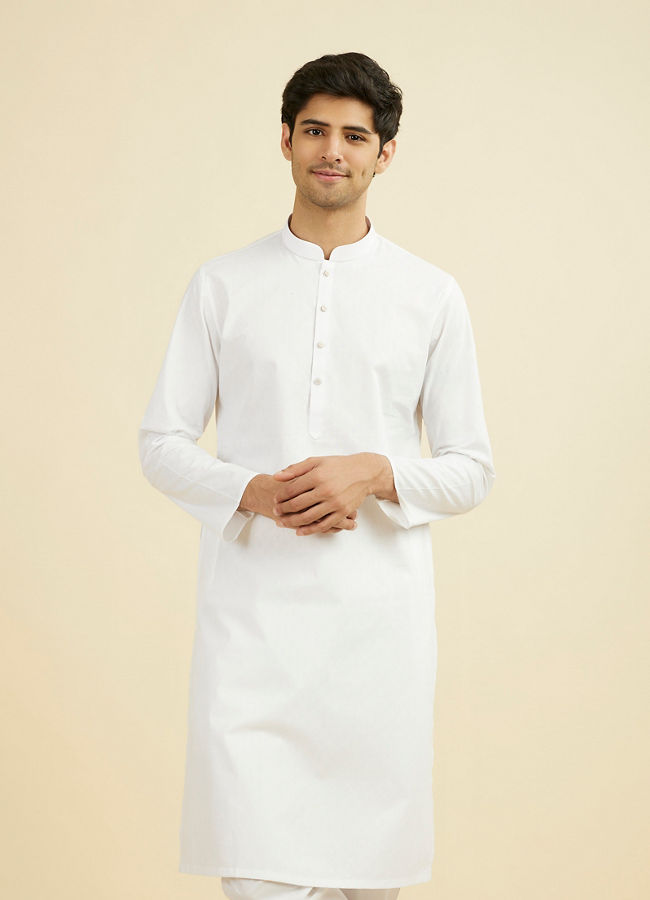 Manyavar Men Elegant Ivory Kurta Pajama Set