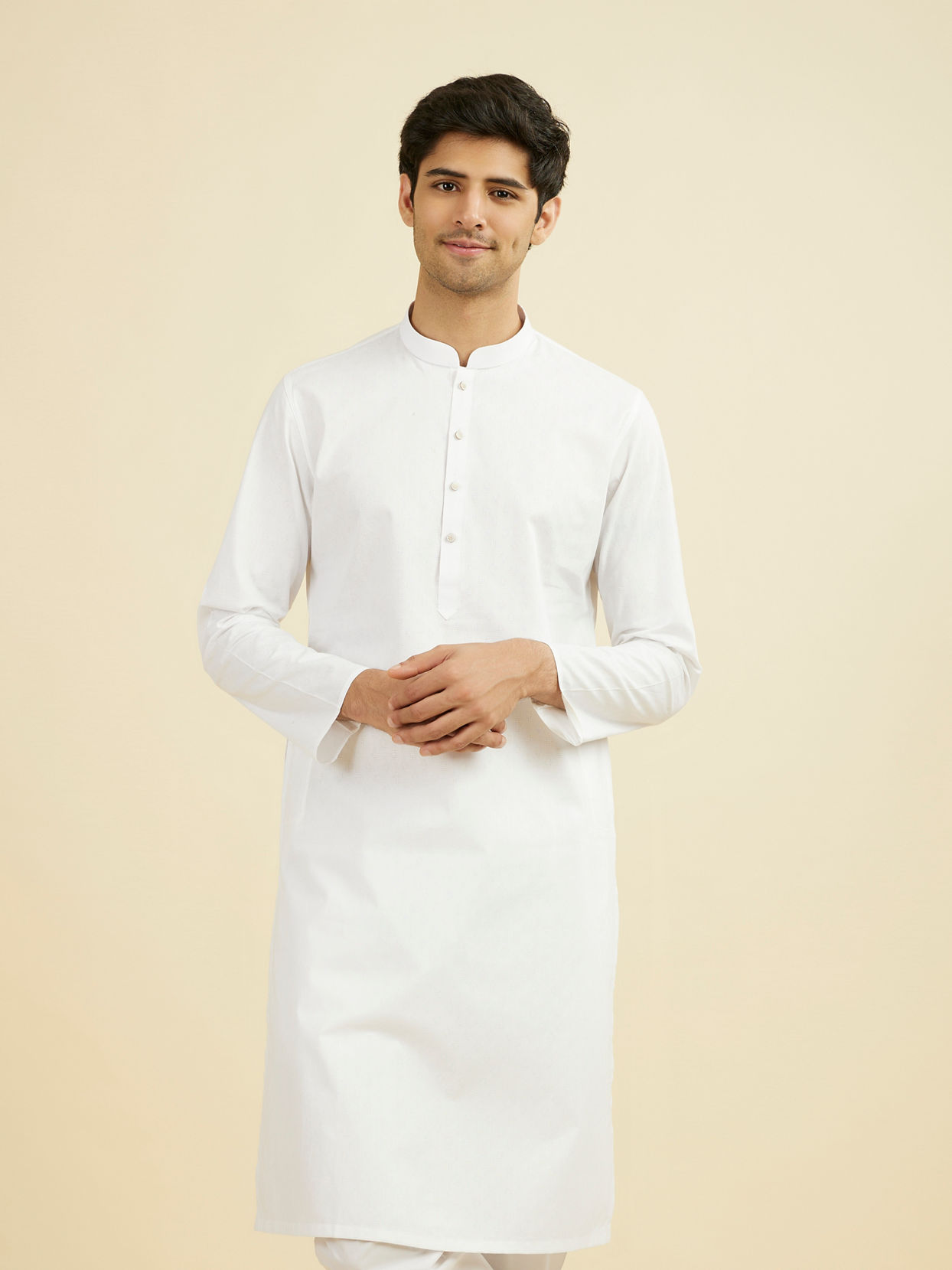 Manyavar Men Elegant Ivory Kurta Pajama Set