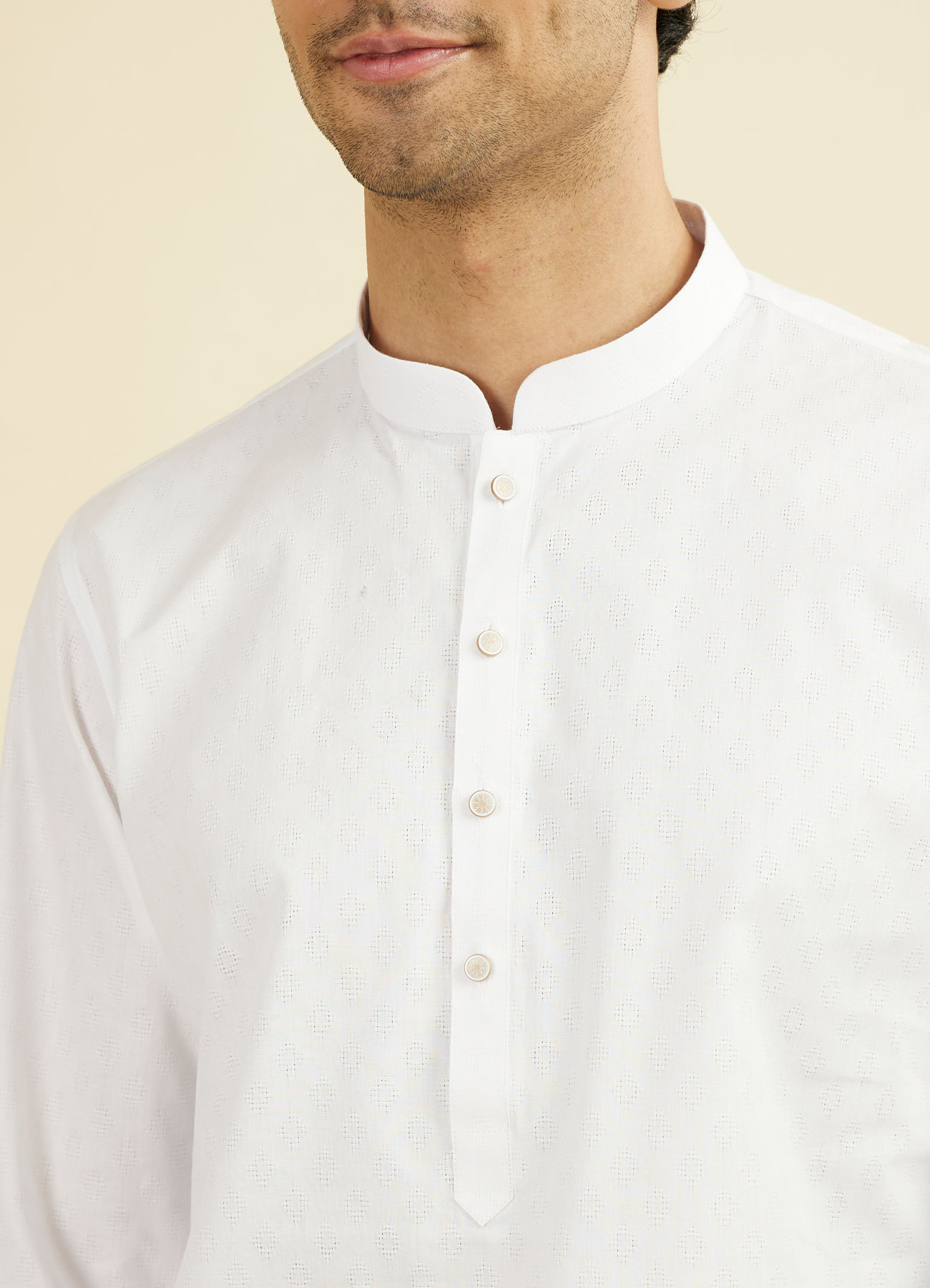 Manyavar Men Elegant Ivory Kurta Pajama Set