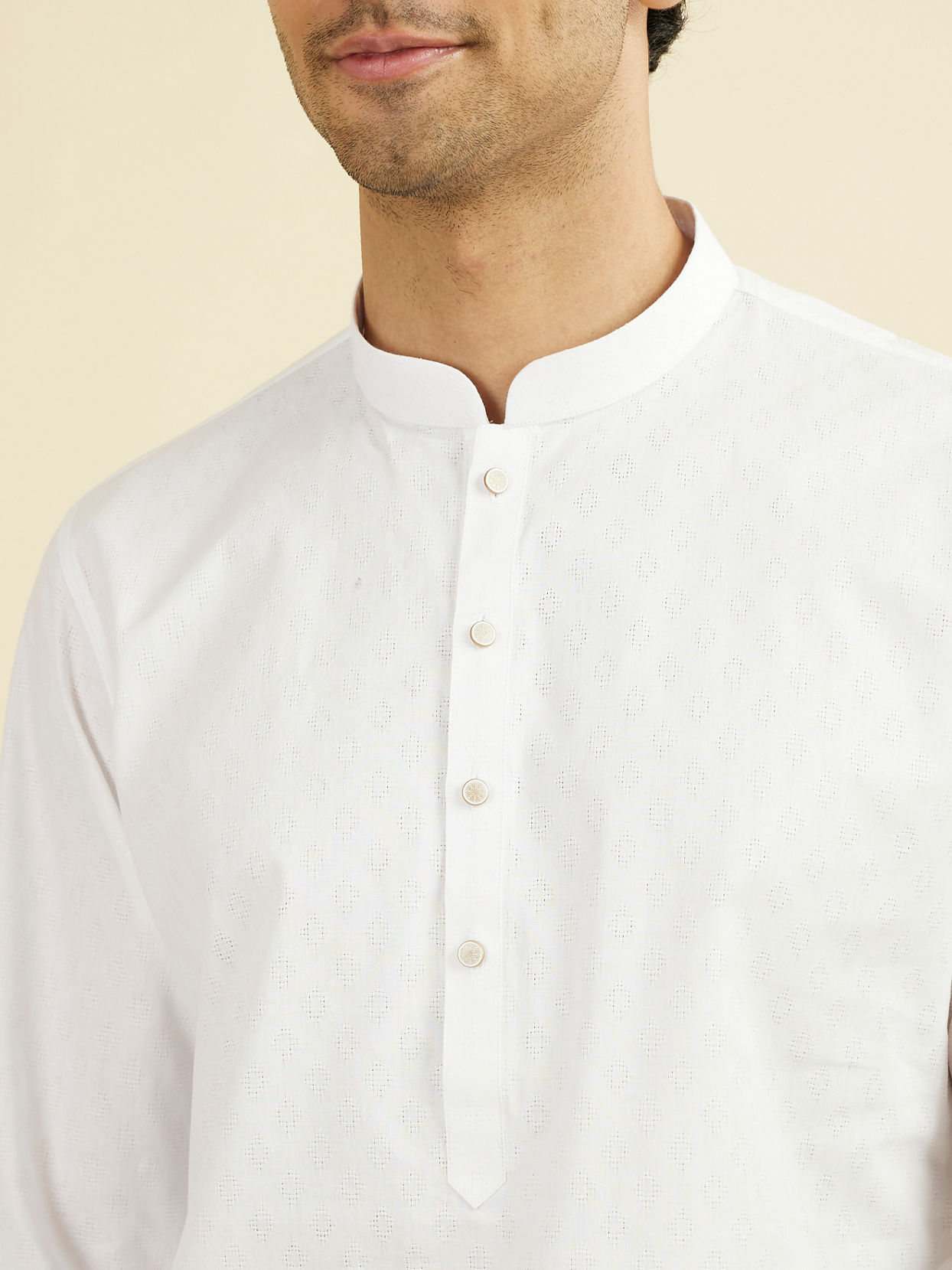 Manyavar Men Elegant Ivory Kurta Pajama Set