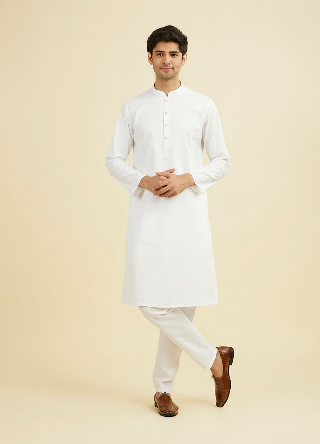 Manyavar Men Elegant Ivory Kurta Pajama Set