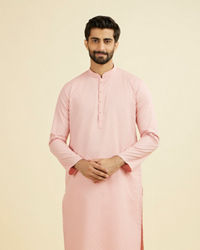 Manyavar Men Peach Cotton Kurta Pajama