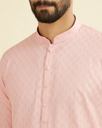 Manyavar Men Peach Cotton Kurta Pajama