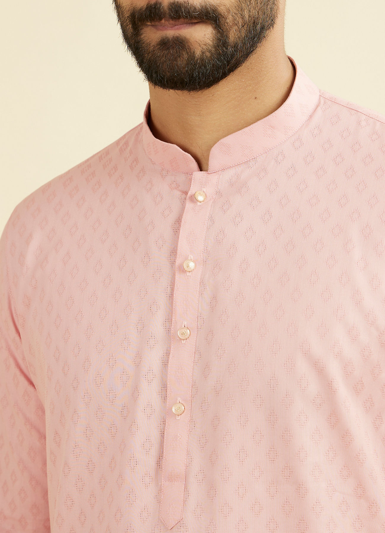 Manyavar Men Peach Cotton Kurta Pajama