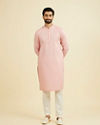 Manyavar Men Peach Cotton Kurta Pajama