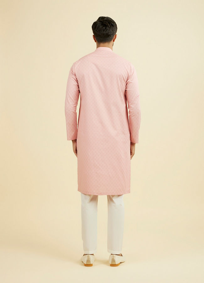 Manyavar Men Peach Cotton Kurta Pajama