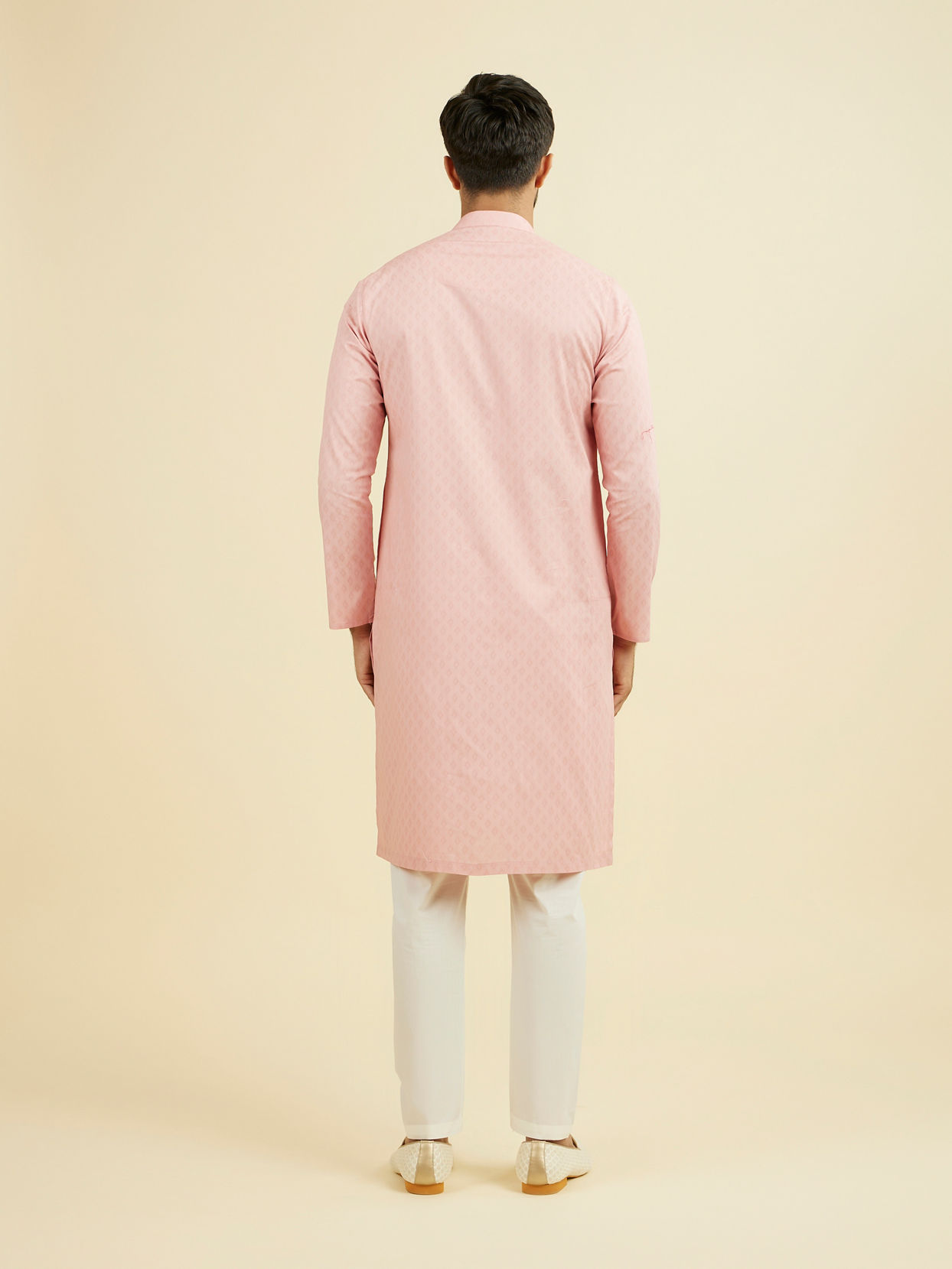 Manyavar Men Peach Cotton Kurta Pajama