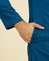 Manyavar Men Teal Blue Cotton Kurta Pajama Set