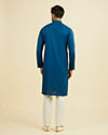 Manyavar Men Teal Blue Cotton Kurta Pajama Set
