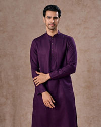 Manyavar Men Purple Splendor Cotton Kurta Pajama
