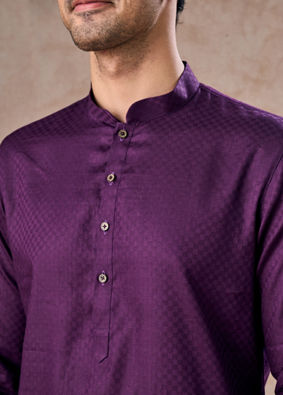 Manyavar Men Purple Splendor Cotton Kurta Pajama