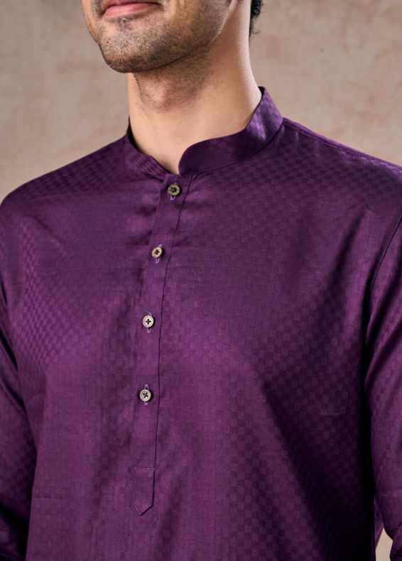 Manyavar Men Purple Splendor Cotton Kurta Pajama