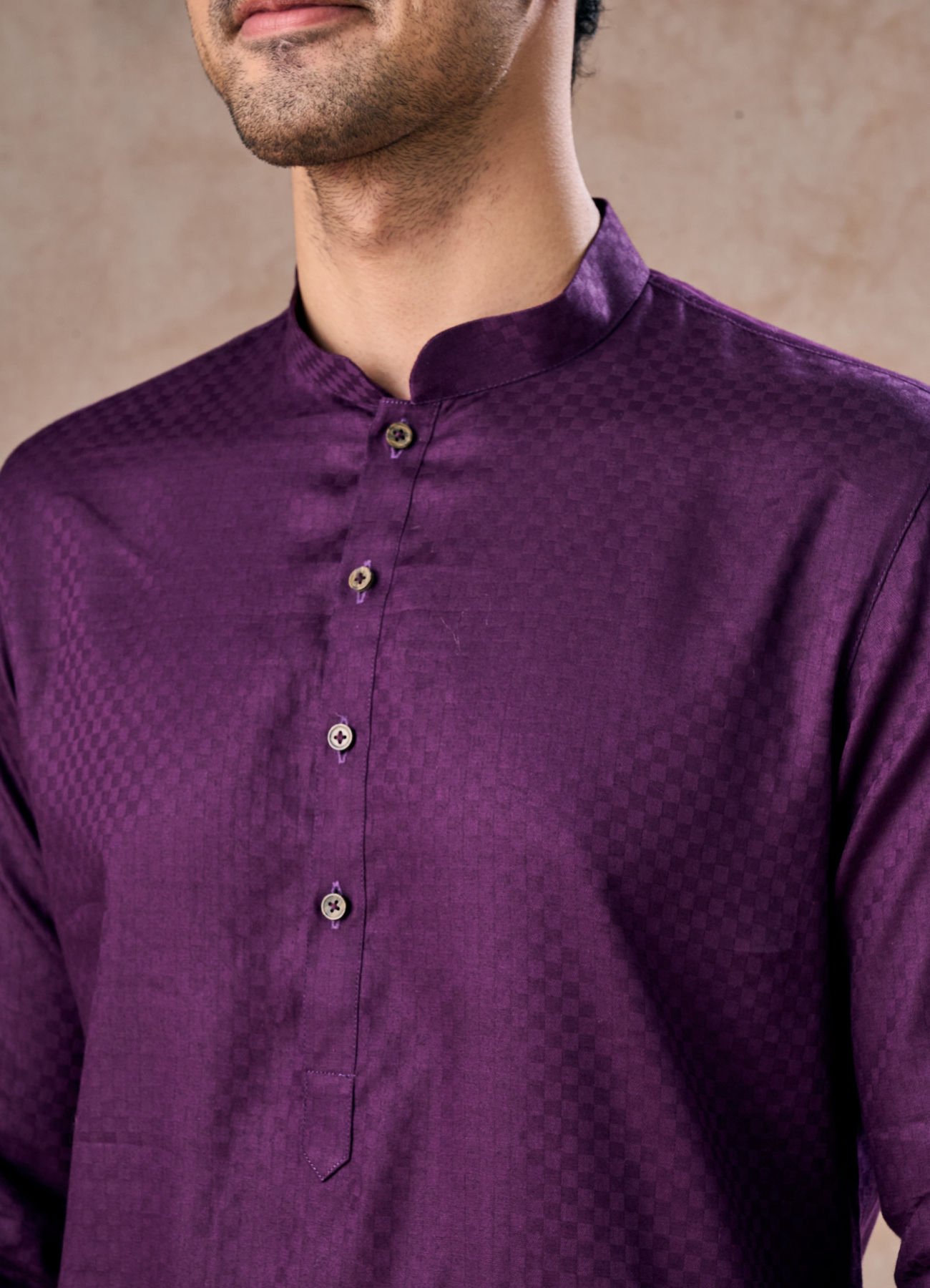 Manyavar Men Purple Splendor Cotton Kurta Pajama