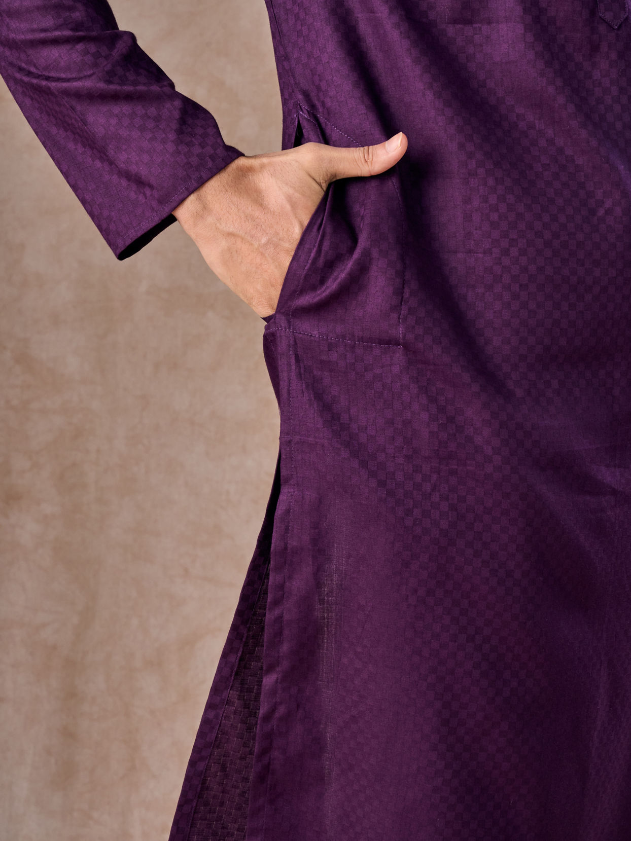Manyavar Men Purple Splendor Cotton Kurta Pajama