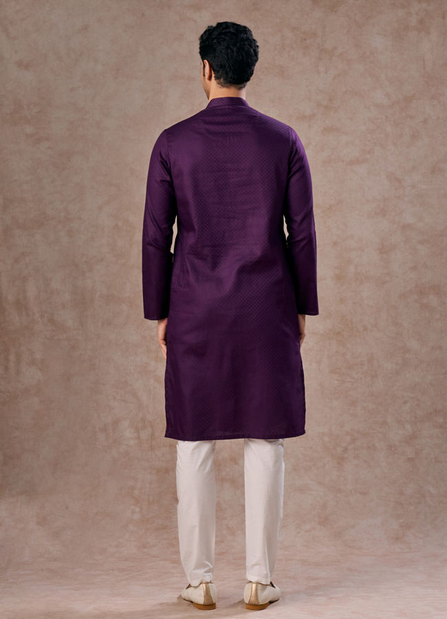 Manyavar Men Purple Splendor Cotton Kurta Pajama