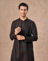 Manyavar Men Dark Brown Elegance Kurta Pajama